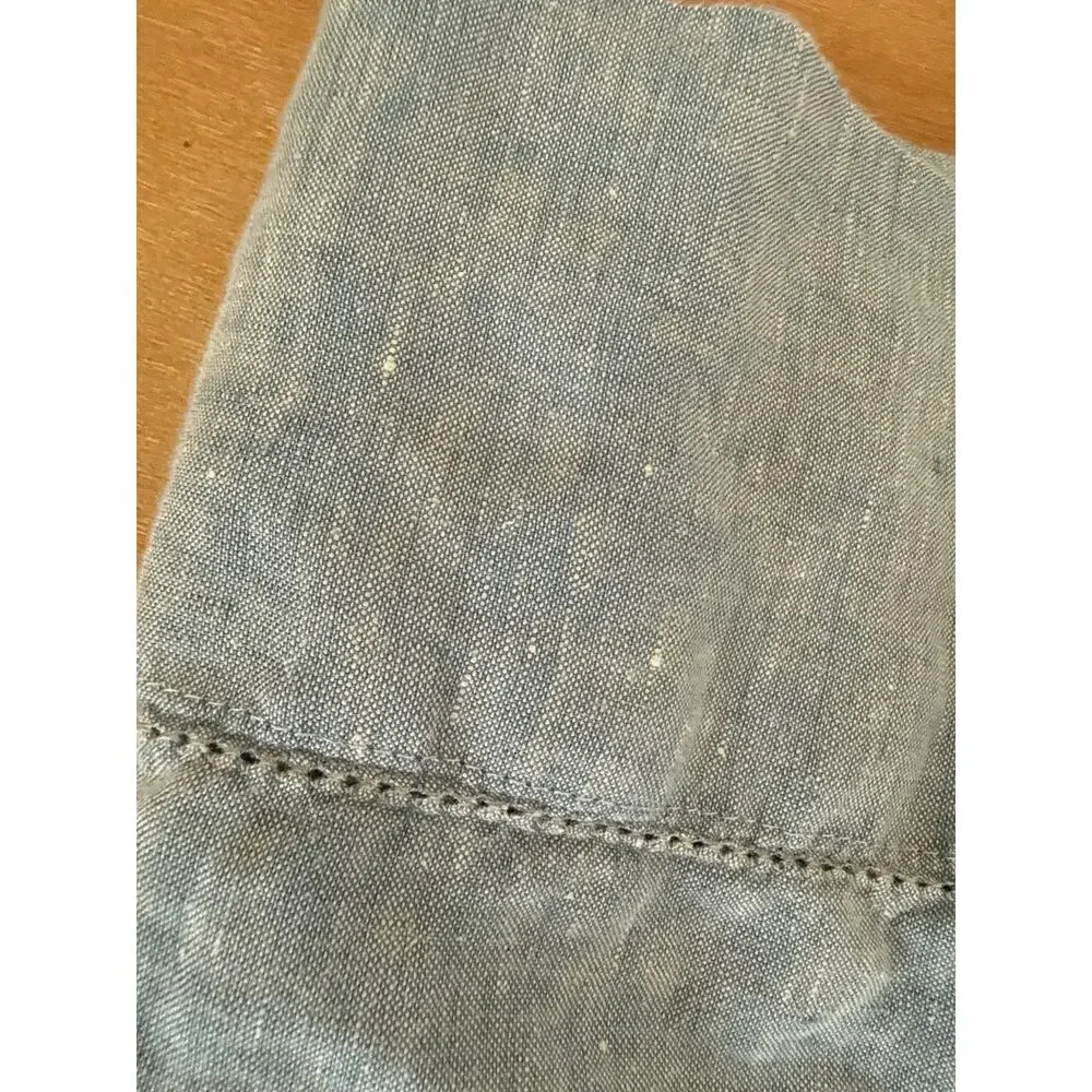 Pottery Barn King 100% Linen Pillowcases 1 Blue and 1 Cream